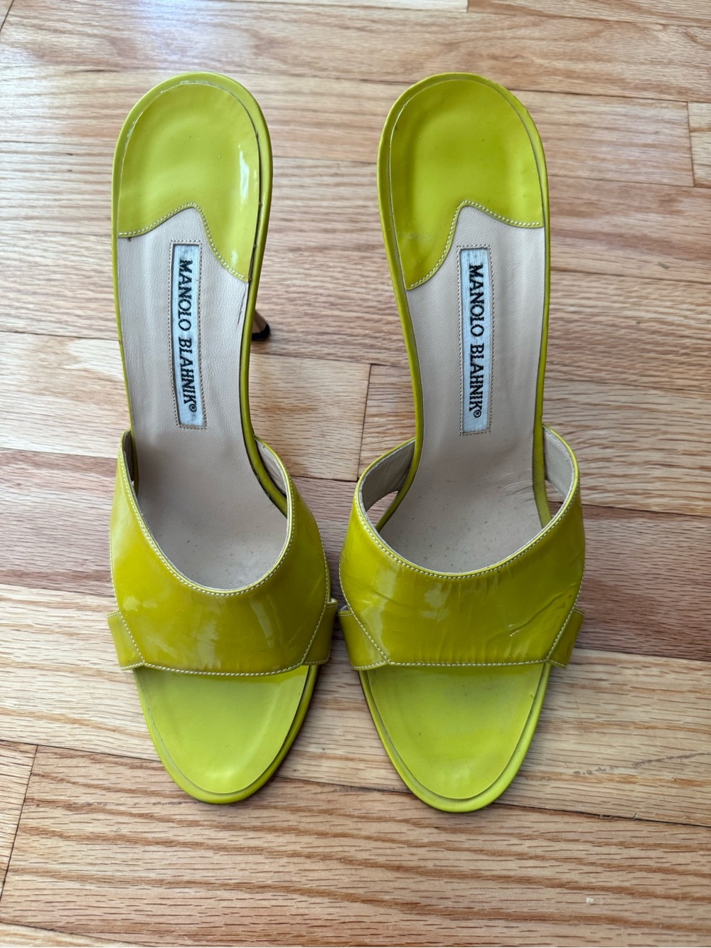 Manolo Blahnik Chartreuse / Neon Green Mule Heels
